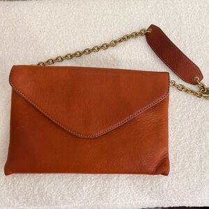 Brown Leather Chain Shoulder Bag